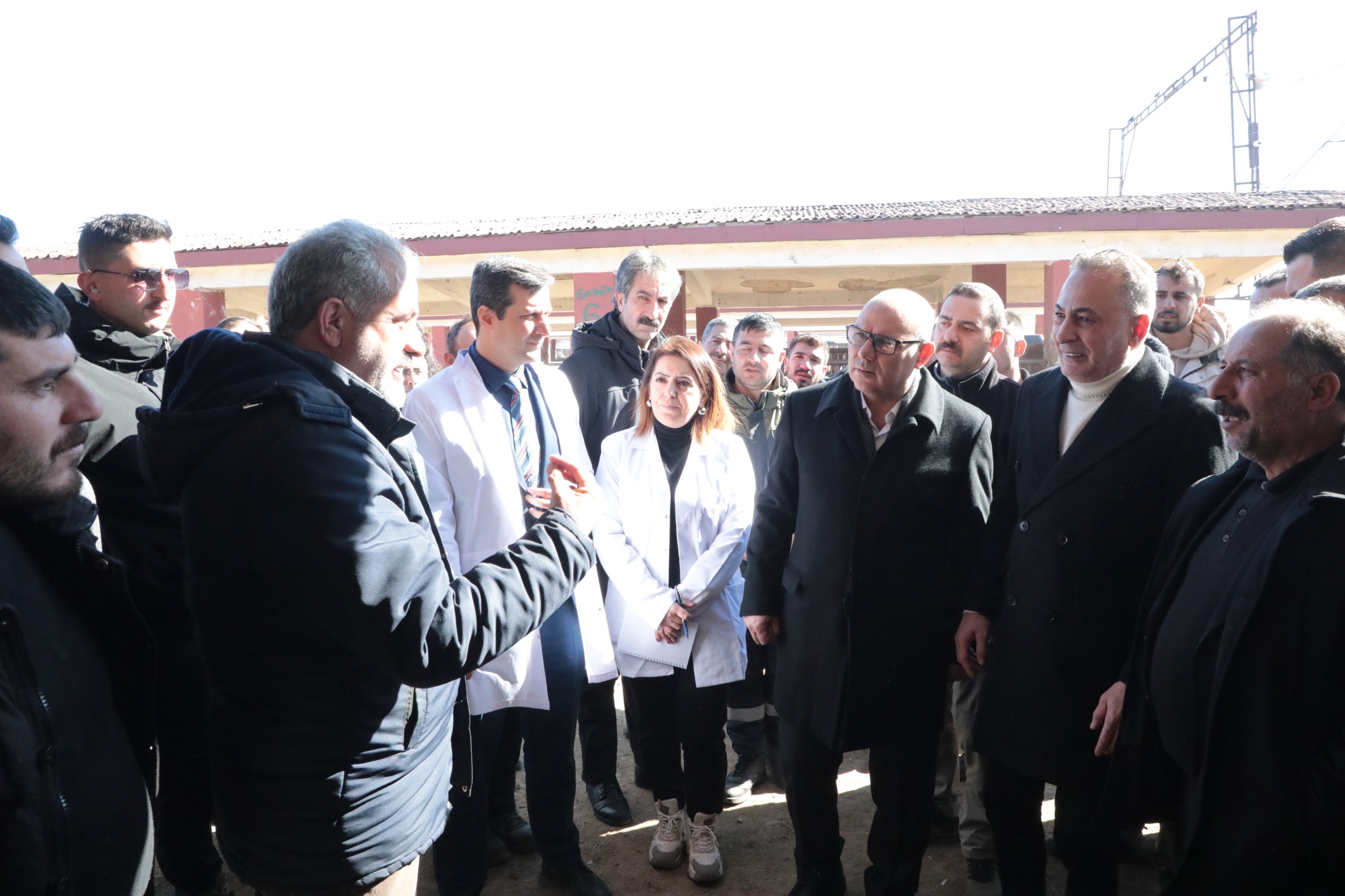 Tekirdağ Valisi Mustafa KOÇ, Belediye Başkanı Metin KARADOĞAN ve İl Müdürü Mehmet HÜSEYİNOĞLU, Canlı Hayvan Borsası'nı ziyaret etti.