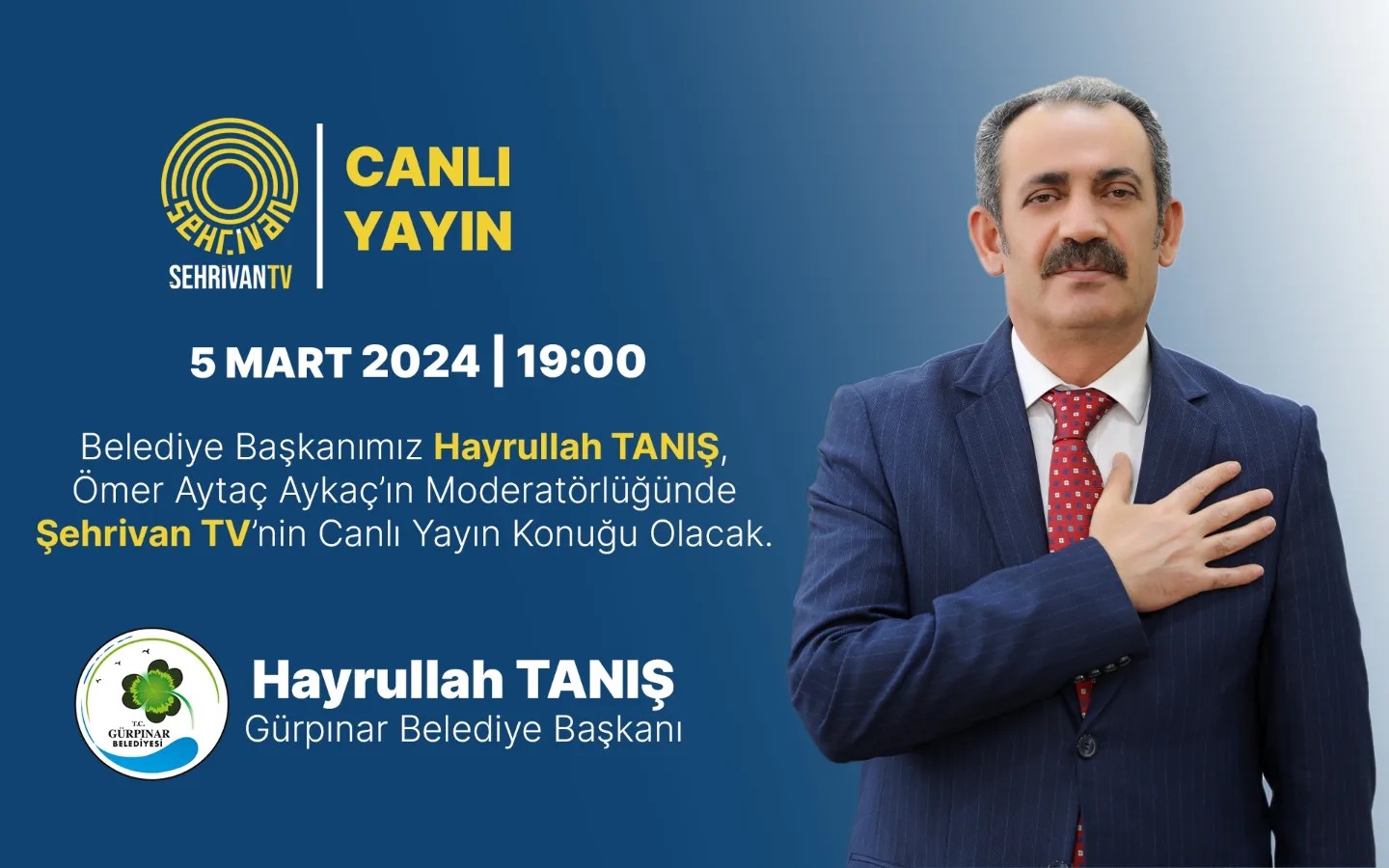 Gürpınar Belediye Başkanı, televizyon programında beş yıllık çalışmaları değerlendirecek.