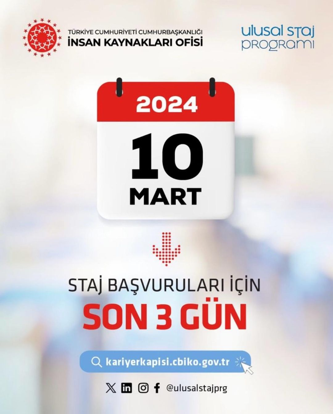 Ulusal Staj Programı (USP) 2024 için stajyer başvuruları son üç gün kala başladı.